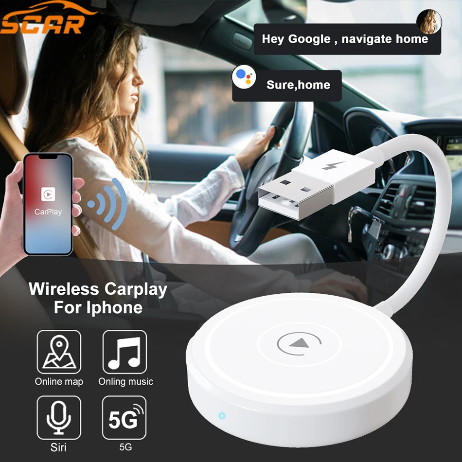 

Wireless iPhone Carplay Fastest CarPlay Adapter Plug Play Wired Carplay Converter 5GHz WiFi For IOS TV Box CarPlay Dongle