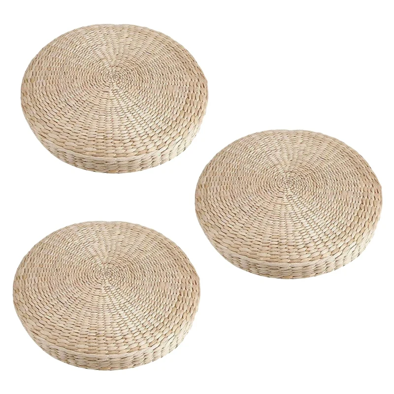 

Big Deal 3X Round Straw Chair Seat Mat Grass Cushion Pad Beige Handmade Weave Floor Pillow Mat Yoga Tatami Decor 40X40cm