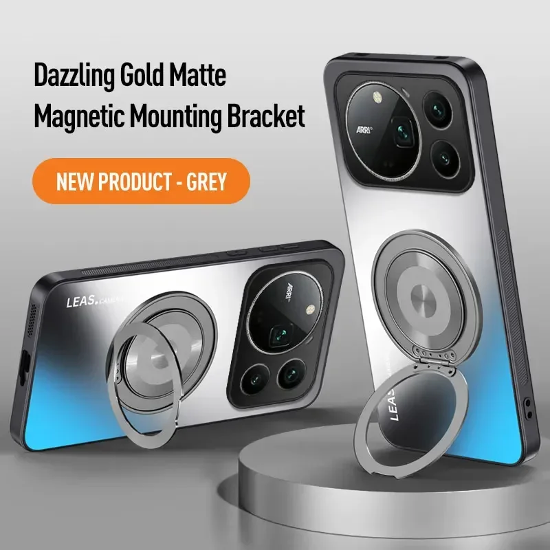 Luxury Frosted Glossy Armor Phone Case with Rotating Holder and Anti-Drop Protection