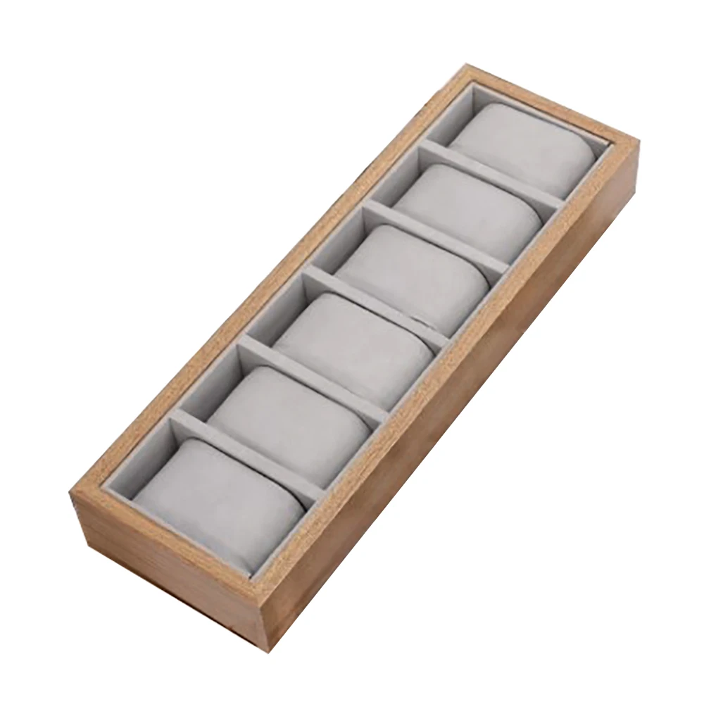 Wood Watch Jewelry Display Tray Portable Vlevet Bracelet Storage Pillow Holder Counte Wristwatch Chain Pendant Arrangement Prop 2022 watch 2pcs pillow jewelry big storage box creative drawer portable multilayer cosmetic storage box pu leather jewelry box