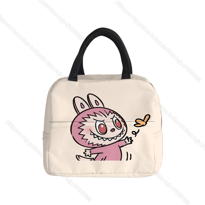 labubu Lunch Bag for Boys Kids Girls Cartoon abubu Waterproof Cooler Lunch Box Tote Insulation Package Portable
