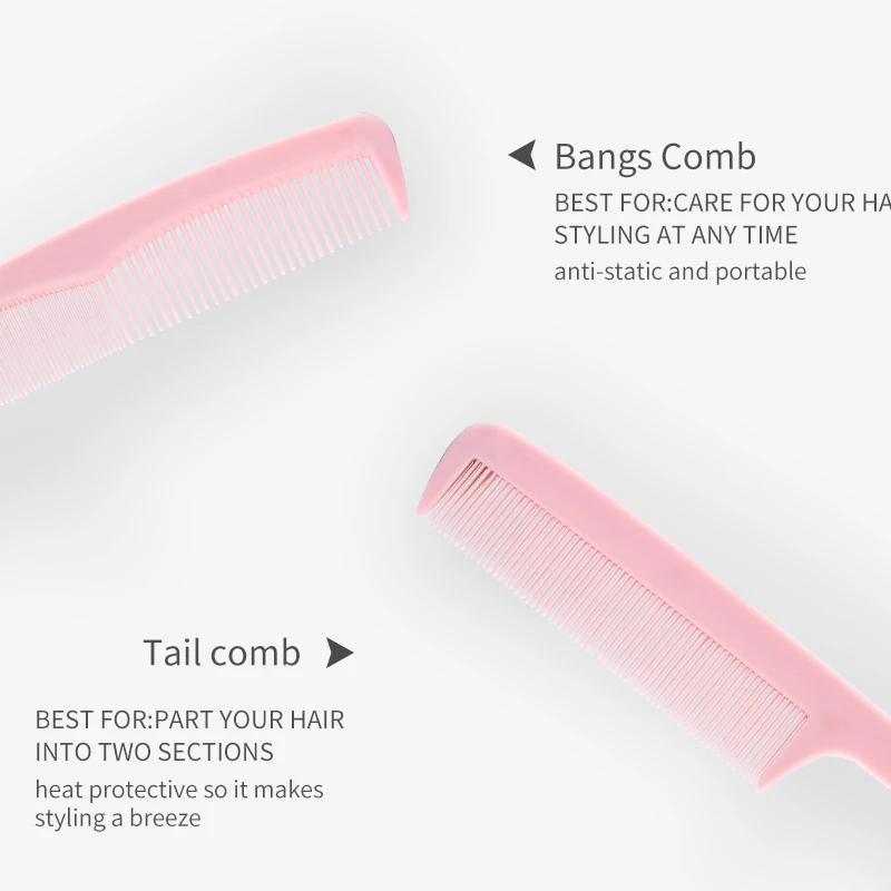 4PCS/Set Pink Black Hair Comb Barber Accessories Straightening Brush Anti-static Salon Hair Care Styling Tool for Hair Comb Curly Hair Brush Hair Styling Tools Hair Brush Comb Hair Comb Set