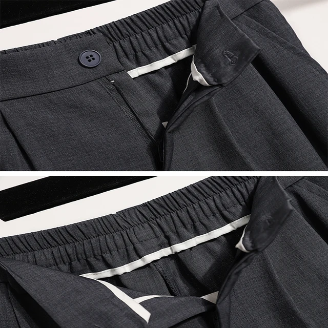 Pantalons grande taille pour femmes printemps été 2025 nouvelle mode coréenne taille haute costume pantalon femmes gris ou noir pantalon décontracté femme 6
