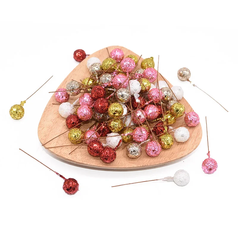 50PCS DIY Flowers Glitter Christmas Flowers Artificial Berries Artificial Flowers Stamens Wedding/Christams Party Decoration