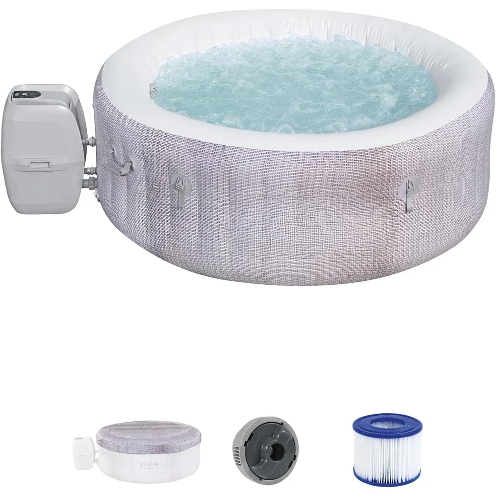 71" x 26" Inflatable Hot Tub Round Portable Outdoor Spa with 120 AirJets and EnergySense Energy Saving Cover