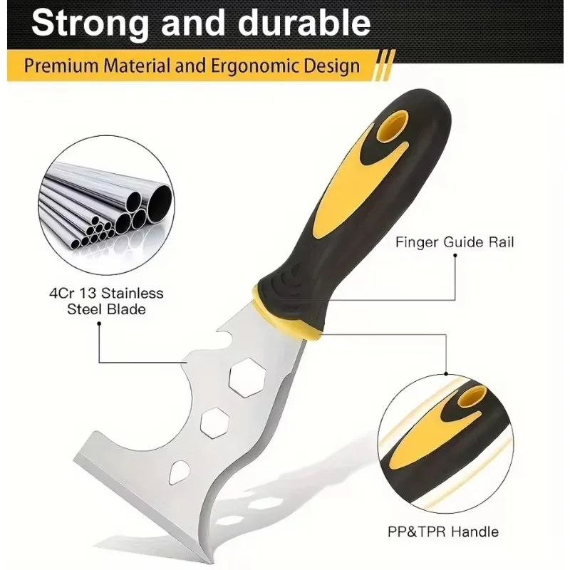 1pc 15 In 1 Multi Use Putty Knife Stainless Steel Paint Scraper Removal Construction Tool For Wallpaper Can Opener Home DIY 4