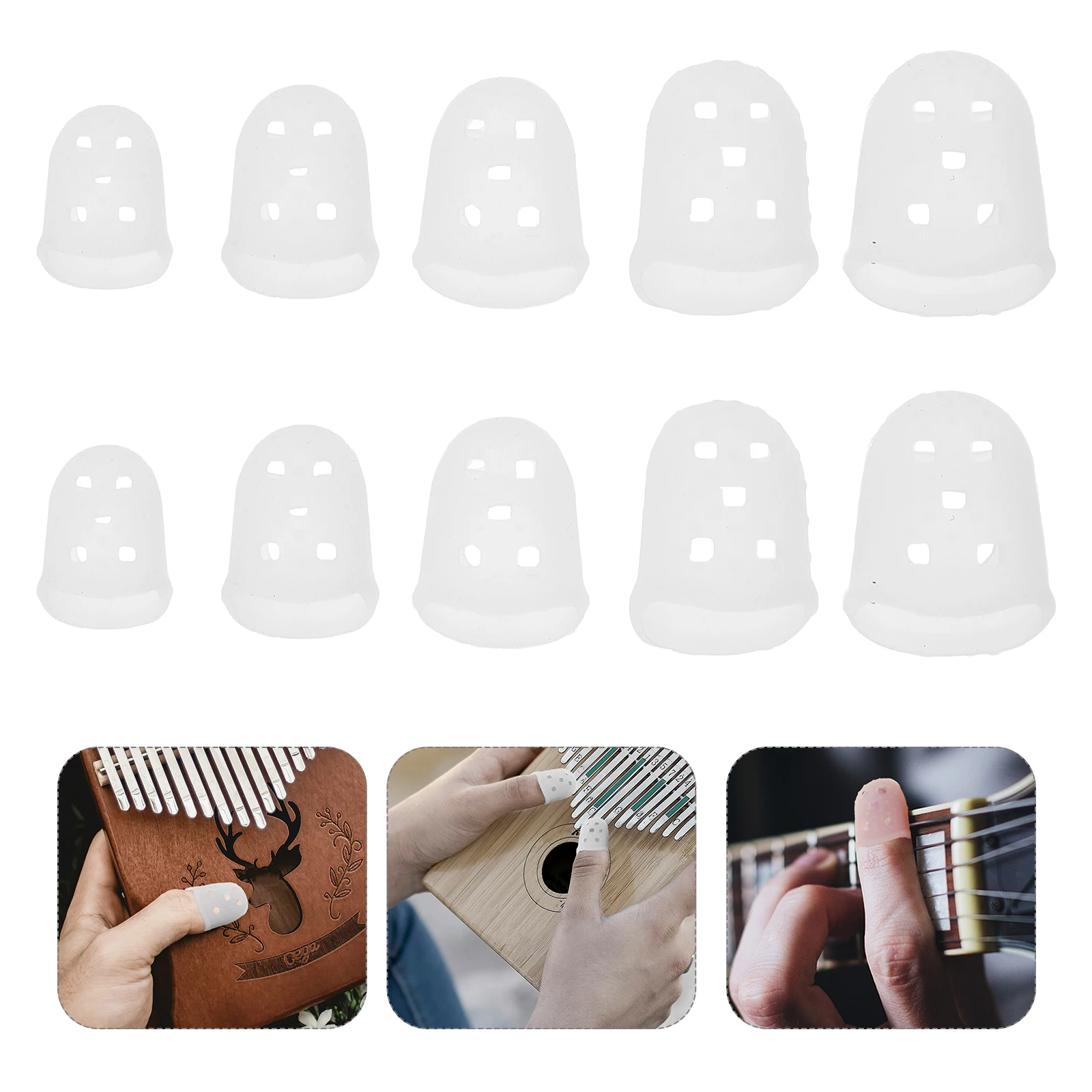 10pcs Kalimba Finger Protectors Silicone Fingertip Caps Thumb Piano Covers Musical Instruments Piano Accessories