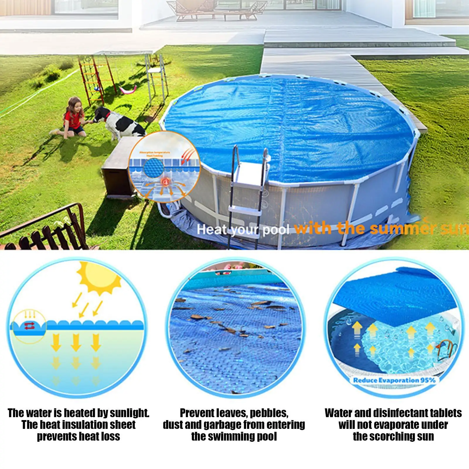 Pool Solar Cover Thermal Swimming Pool Cover Weatherproof Heavy Duty Thermal Blanket Portable outdoor Swimming Pond Accessories