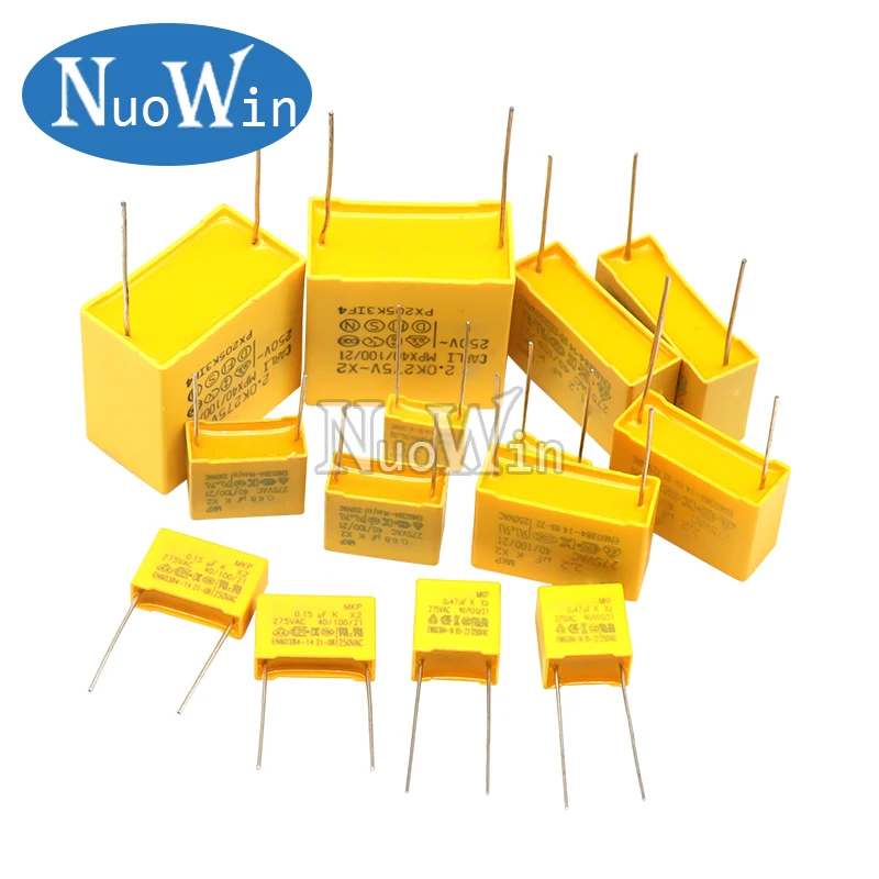 Polypropylene Film Capacitor 10pcs/Lot X2 Series 275VAC 10MM/15MM/22.5MM/27.5MM 0.01UF 0.1UF 0.22UF 0.33UF 0.47UF 1UF 2.2UF