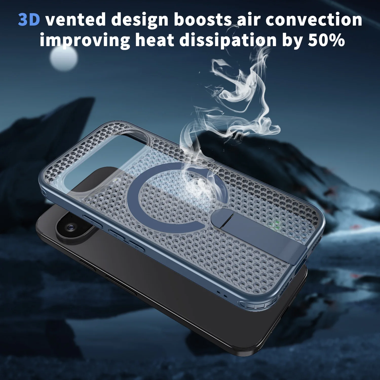 Magnetic Cooling Shockproof Phone Case with Mesh Ventilation and Wireless Charging Compatibility