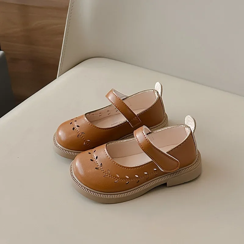Girls' Leather Shoes Spring and Autumn New Breathable Girl Mary Jane Princess Shoes Black Performance Dance