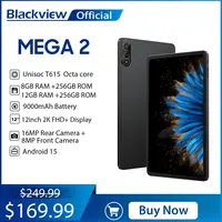 Blackview MEGA 2 Tablet PC 12” 2K FHD+ Display Unisoc T615 12GB+12GB RAM 256GB ROM 9000mAh Battery 16MP Android 15 4G Tablets