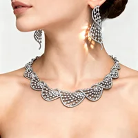 Ensemble de bijoux pour femmes, collier et boucles d'oreilles en zircone cubique, ensemble de bijoux de mariée pour femmes, accessoires pour fête de mariage 2
