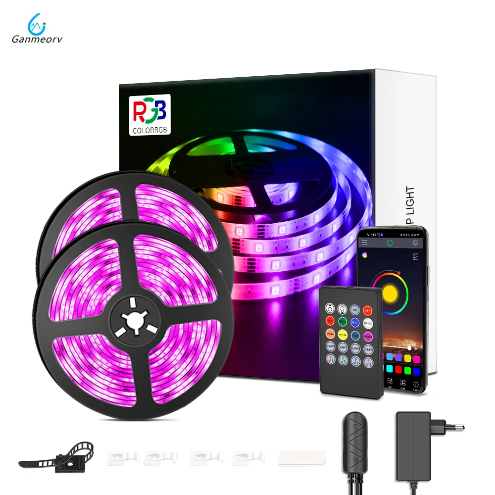 

LED Strip Light, RGB 5050 Lights, Music Sync Color Changing, Built-in Mic, App Controlled Rope 5M 10M 20M