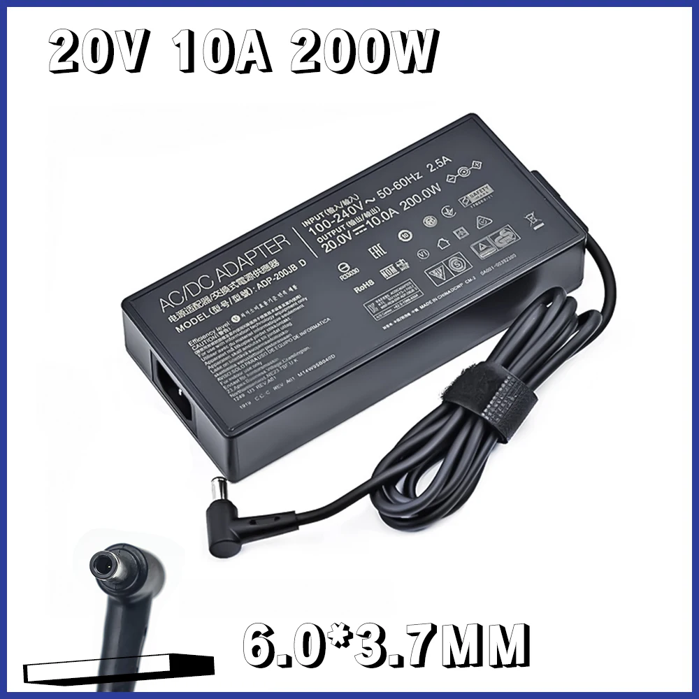 20V 10A ADP-200JB D Laptop Charger 6.0x3.7mm AC Adapter Power Supply For ASUS G15 GA503QM-HQ121R GA503Q TUF DASH F15 FX516PR,power adapter,laptop charger