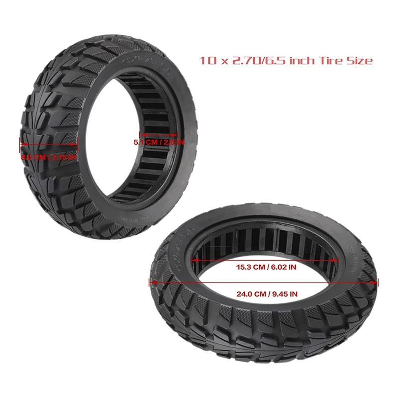 Solid Tire Scooter Tire 10 Inch, 10X2.70-6.5 Solid Scooter Tubeless Puncture-Proof Tire, For Kugoo