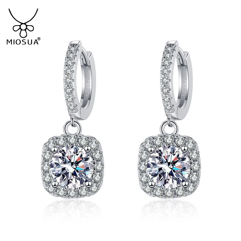 

D Color 1Carat Moissanite Stud Earrings for Women 100% 925 Silver Jewelry Diamond Test Earrings For Women Wedding Gift