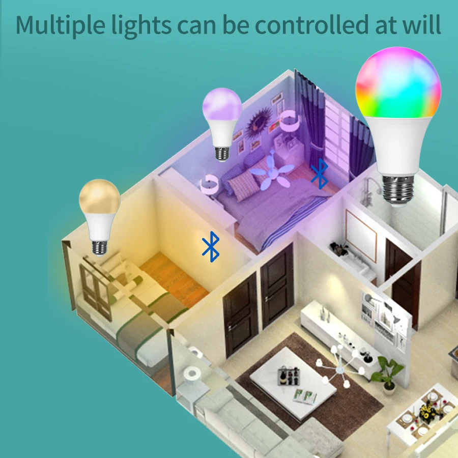 Smart Led Light Bulbs Tuya Smart Led Bulb E27 220V Smart Light Dimable Bluetooth RGB Lamp APP Control for Bedroom Room Decoration Party Lights