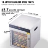 VEVOR Electric Food Dehydrator Machine, 800/1000W Electric Food Dryer, 10 Stainless Steel Trays, with Digital Adjustable Timer 3
