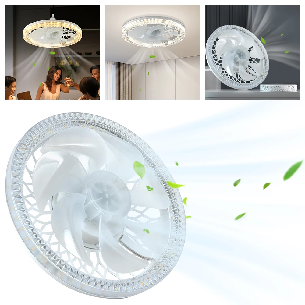 Ceiling Fans Light Remote Control 3 Color Temperature Socket Fan Light Dimmable Flush Mount Ceiling Fan Light E27 Converter Base