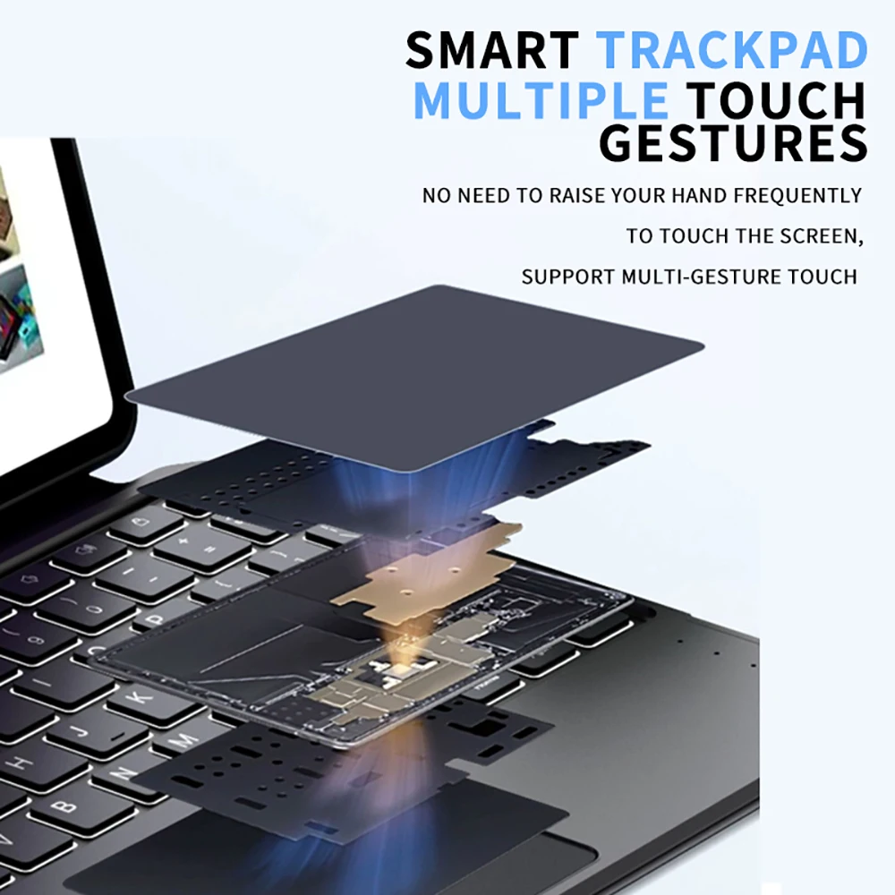 Bluetooth Wireless Keyboard Case with Touchpad RGB Backlit Rechargable Tablet Keyboard for Galaxy Tab S9FE+/S10 11/12.4/14.6Inch