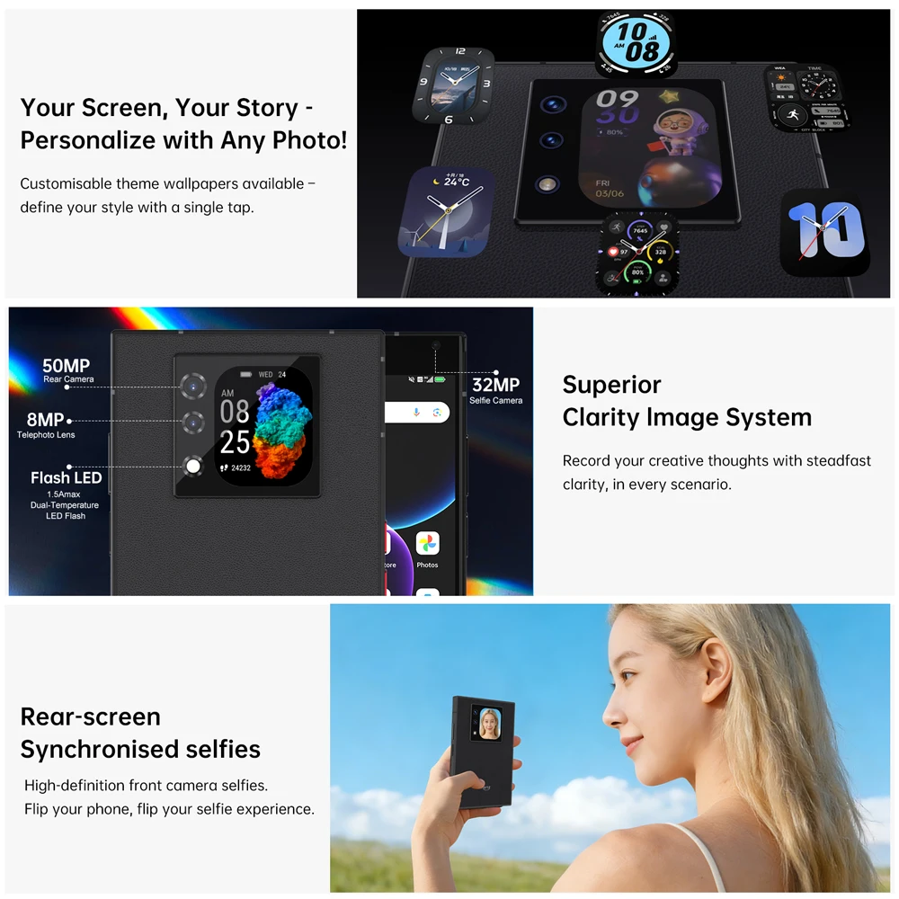 Unihertz Titan 2 Smartphone 5G Android 15 with Physical Keyboard Dual Screen 12GB 512GB  Dimensity 7300 Dual SIM 50MP Camera