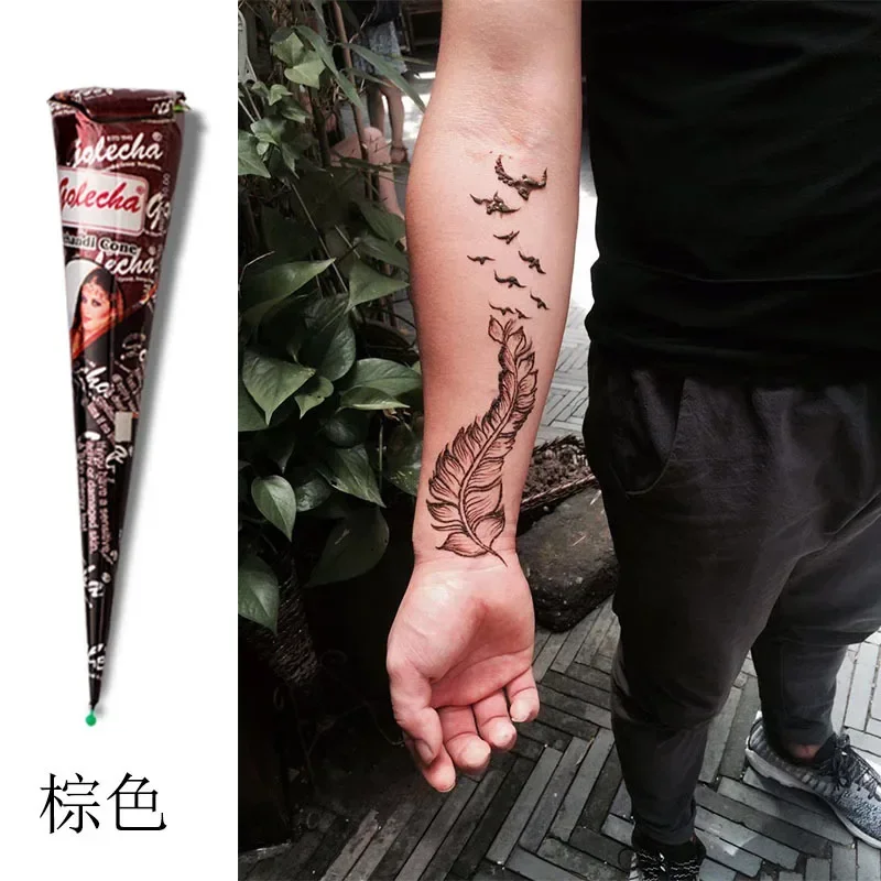 New Henna Tattoo Paste Black brown red white Henna Cones Indian For Temporary DIY Tattoo Sticker Body Paint  Cone henne 4