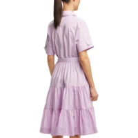 Elegant Women Dress Short Sleeve Casual Lapel Shirt Dress Bow Belt Solid Color A Line Fashion Fringed Dress Female Dresses - Image 3