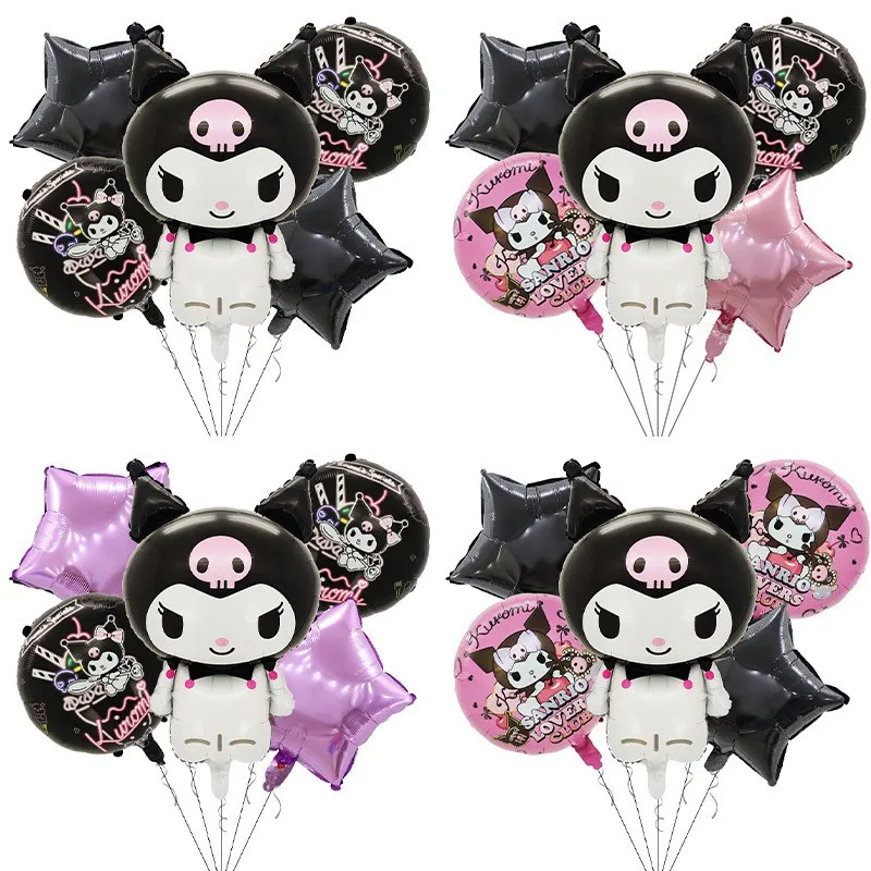 5pcs/set Kawaii Anime Number Balloon Kuromis Mys Melodys Balloon Children's Happy Birthday Party Decorations Children's Gifts