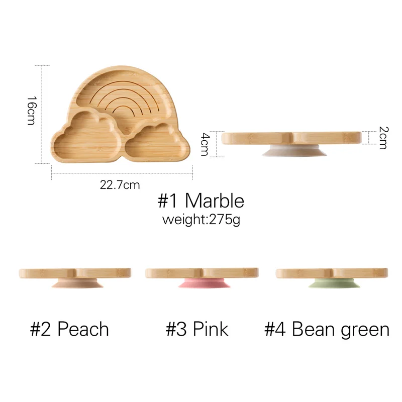 Baby Wooden Tableware Set Could Bamboo Wooden Plate Bowl Silicone Suction Wooden Handle Fork Spoon for Children Feeding Supplies 6