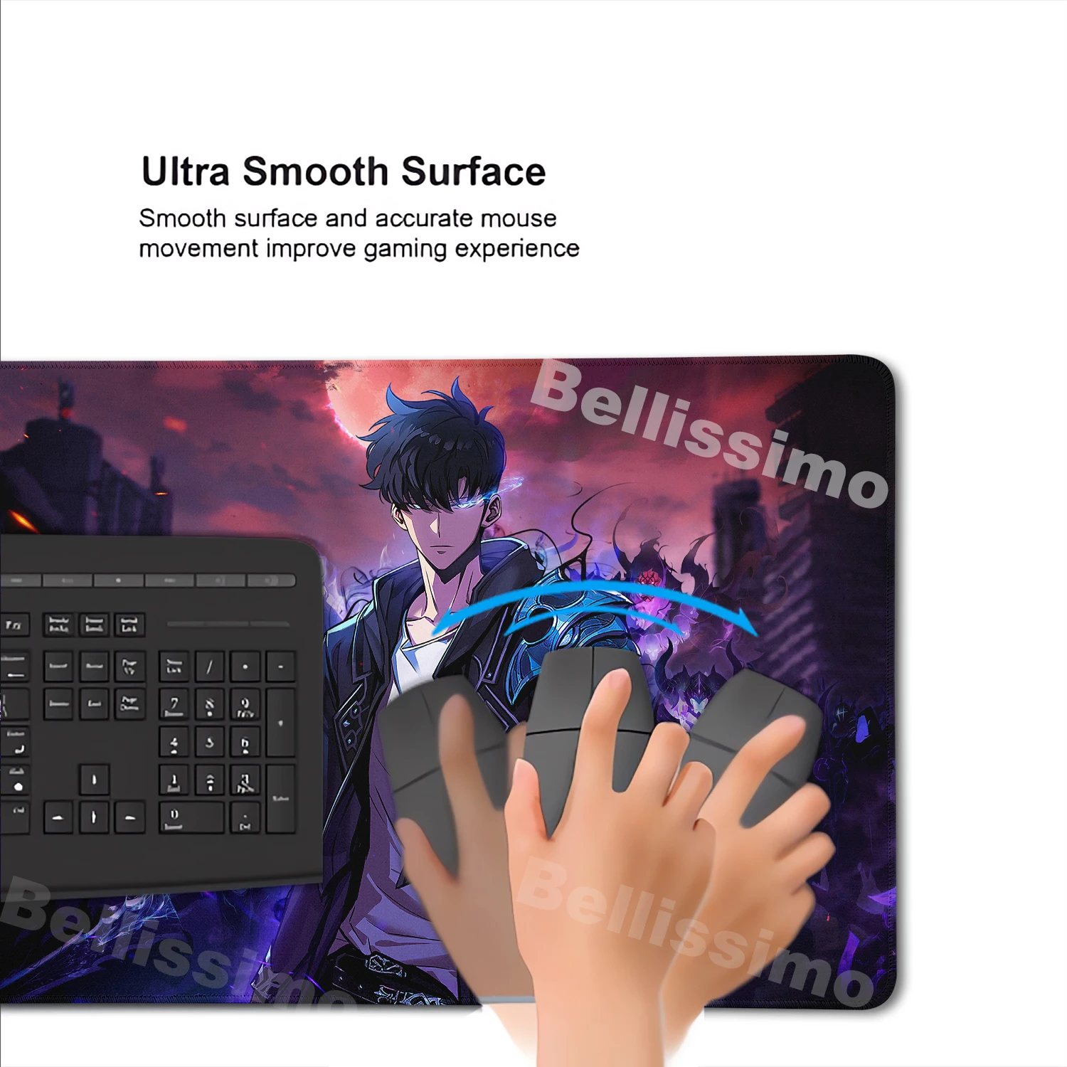 Premium Anime Solo Leveling Gaming Desk Mat - Extra-Large Non-slip HD Mouse Pad with Locking Edges (90x40cm)