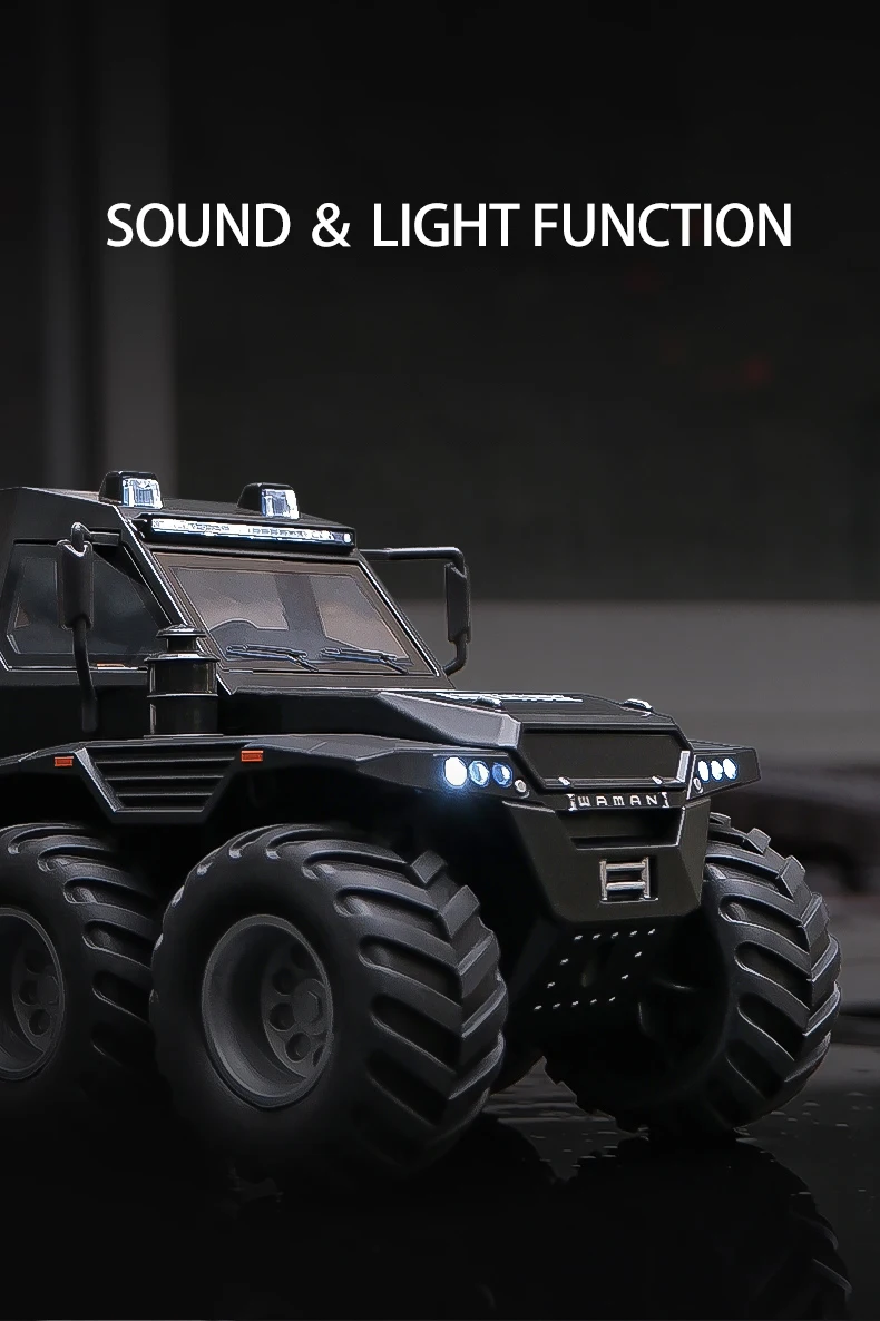 1:24 Scale 8X8 Diecast Avtoros Shaman Alloy Armored Model Car Diecast Toy Sound And Light Swat Car
