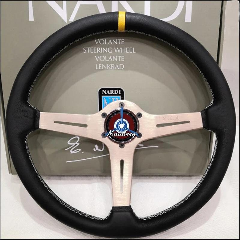 Car Racing Drift karting 380 mm Suede leather Steering Wheel With Horn Button