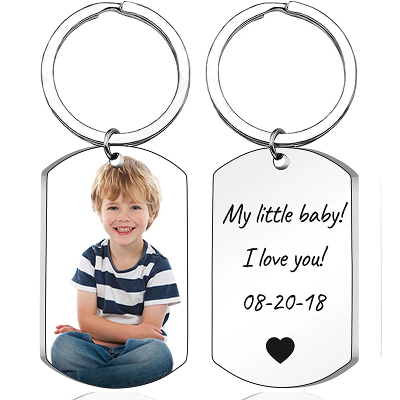 Personalized Double-sided Photo Text+Icons Keychain Drive Safe Boy Girlfriend Pet Memorial Anniversary Custom Keychain Gifts memorial drive