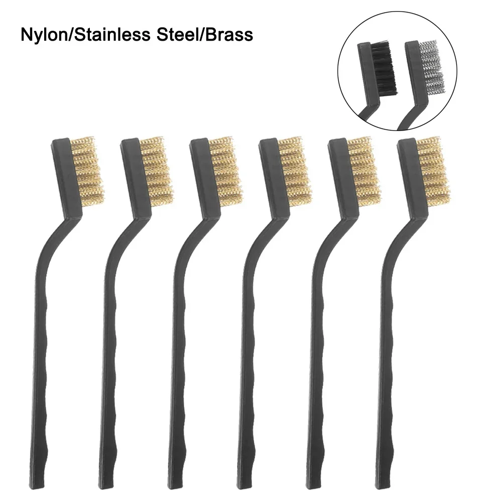 Mini Remove Rust Brush 6Pcs Brass Cleaning Polishing Metal Brushes Brass Wire Steel Wire Nylon Brush Clean Tools Home Kits wire brush,cleaning brush,wire brush set,wire cleaning brush,mini brush,mini brush set,cleaning brush set
