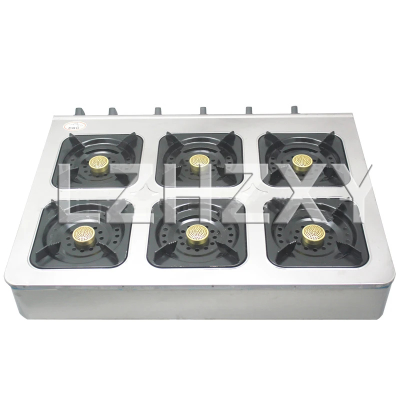 Medium high pressure square six-heads gas stove Commercial gas fire burner head Desktop furnace multi-purpose 6-holes gas stove 3