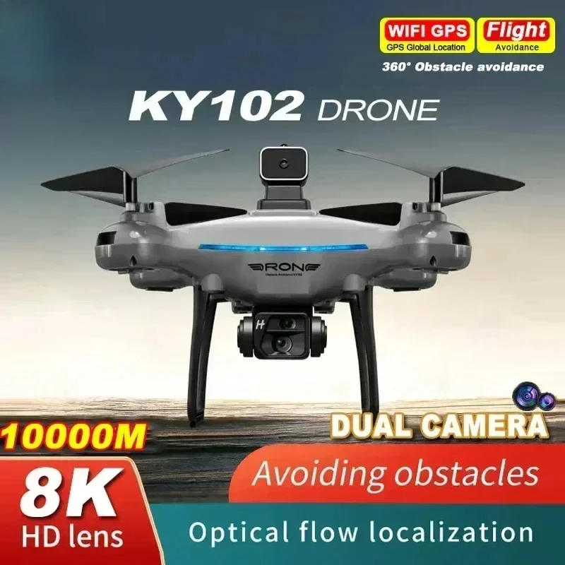 Drone Quadcopter KY102 Drone Professional 8K HD Dual Camera Aerial 360 Obstacle Avoidance Optical Flow Four-Axis RC Aerocraft