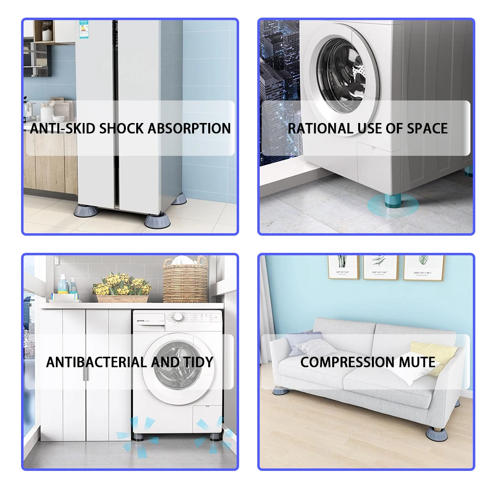 Anti Vibration Pads Rubber Mat Slipstop Silent Universal Washing Machine Refrigerator Support Dampers Stand 1/2/4Pcs