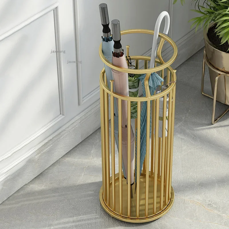 Nordic Wrought Iron Restaurant Umbrella Stands for Hotel Lobby Hallway Porch Umbrella Holder Household Furniture Bucket