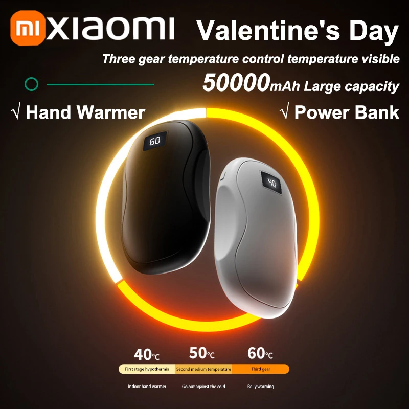 Xiaomi 50000mAh Hand Warmer Large Capacity 3-Gear Adjustable Portable Safe Digital Display Emergency Supply Valentine's Day Gift hand warmer