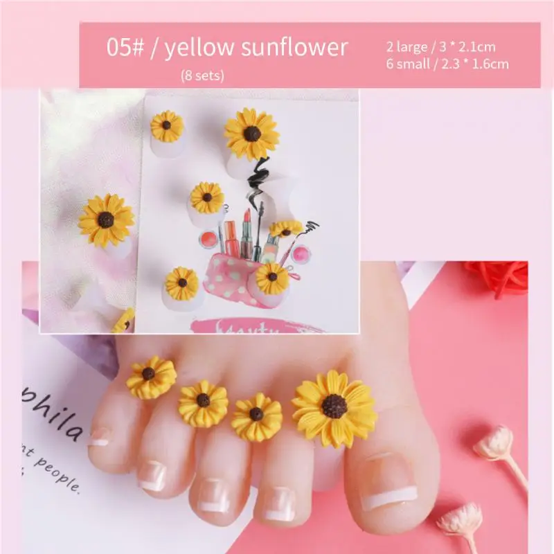 8 Pcs Soft Silicone Toe Separator Foot Finger Divider Form Manicure Pedicure Care Nail Art Tool Flower Holder Accessory nail art tools toe separators toe spreader finger toe separator