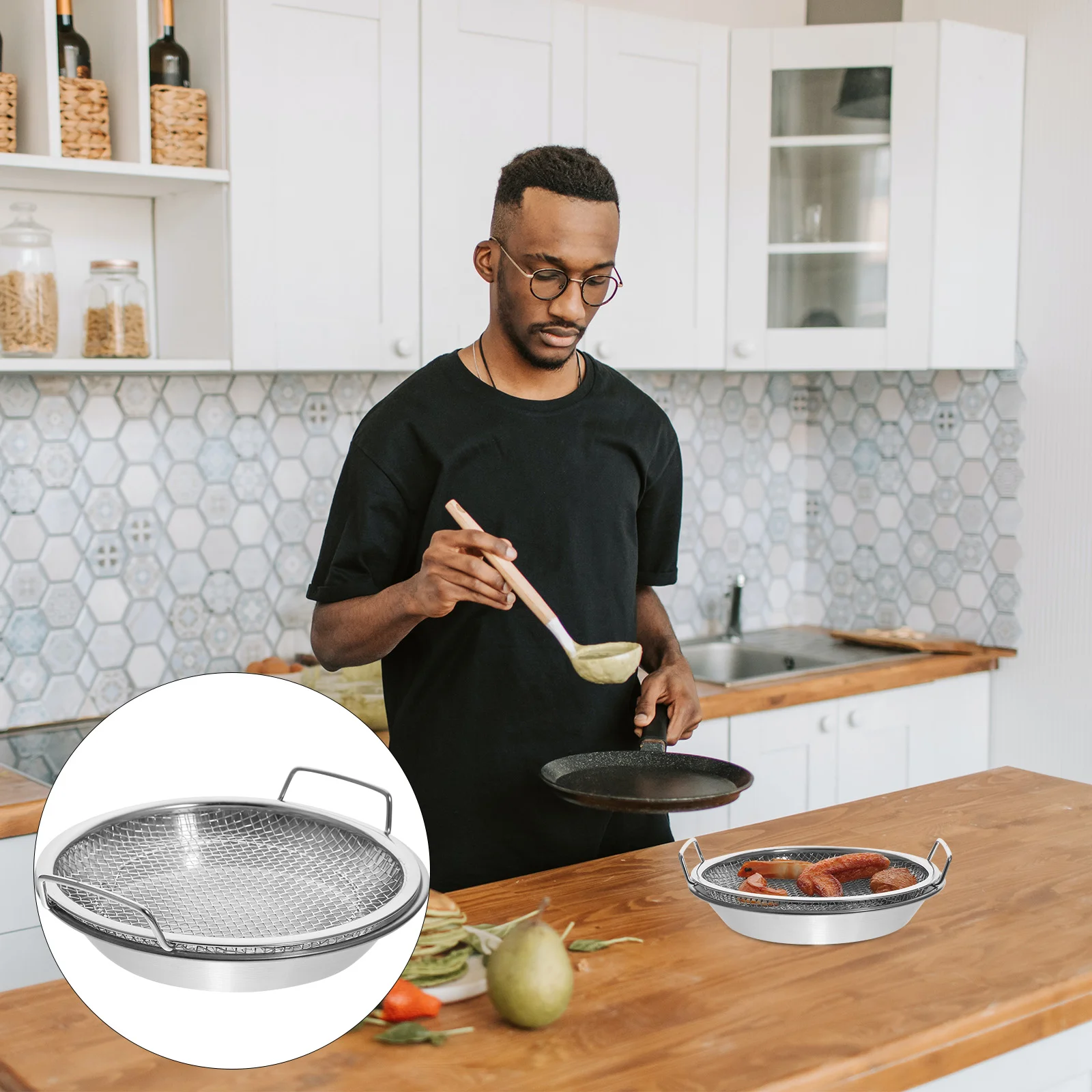 

Drain Pan Frying Food Tray Snack Container Fried Foods Plate Grilled Dessert Household Convenient Fruits Air Fryers Baking