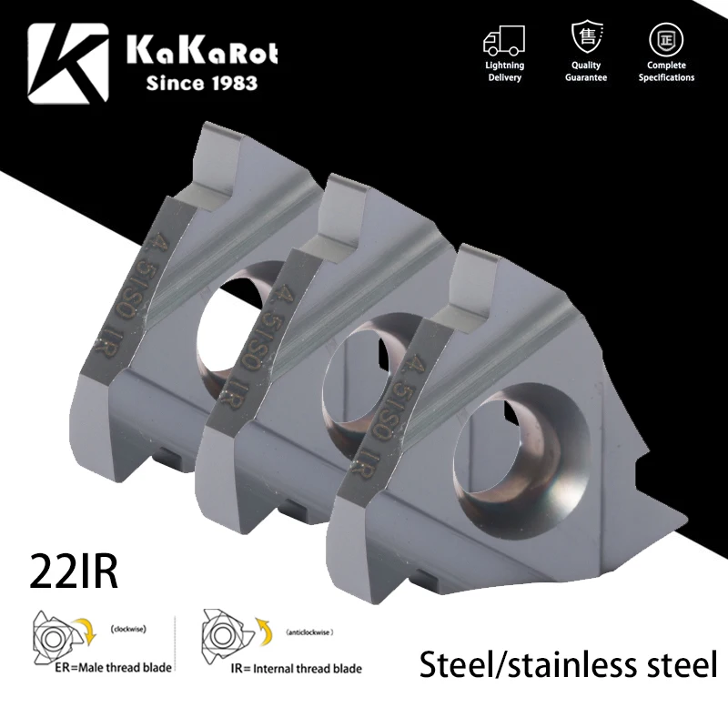 

KaKarot MMT22IR 22IR N55 N60 3.5/4.0/4.5/5.0ISO Carbide Thread Insert Turning Tool Insert For SER CNC Lathe Steel StainlessSteel