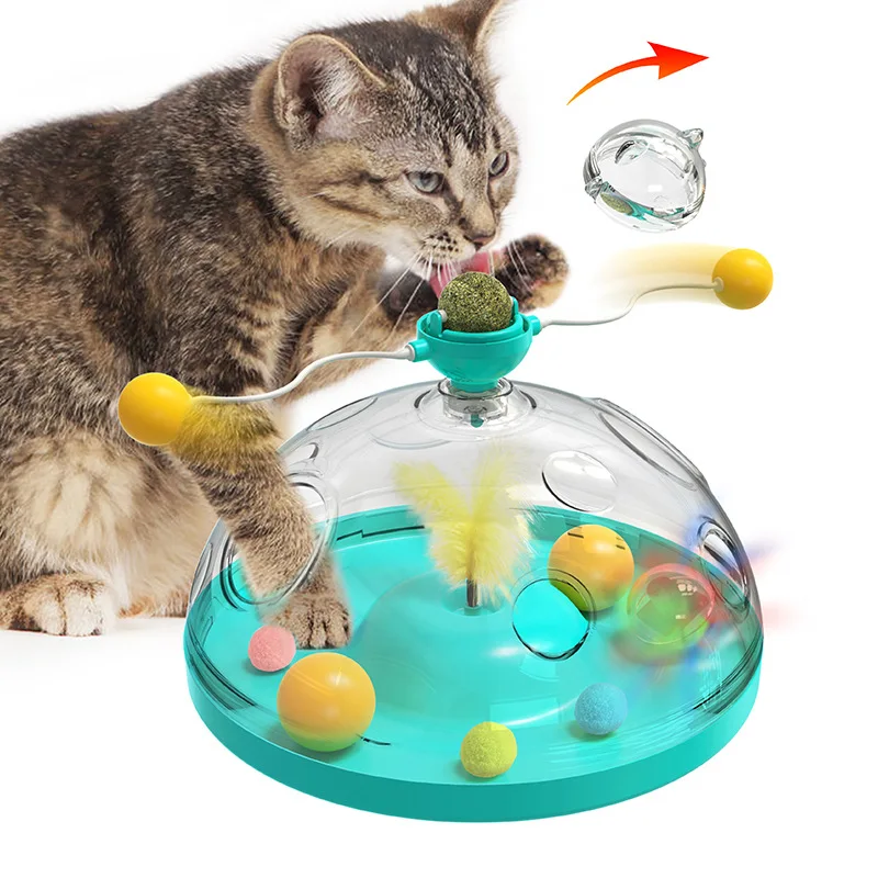 

Interactive Tower Cat Toy Turntable Ball Toy Cat Kitten Teasing Puzzle Treasure Chest Toy Pet Training Supplies Accessories