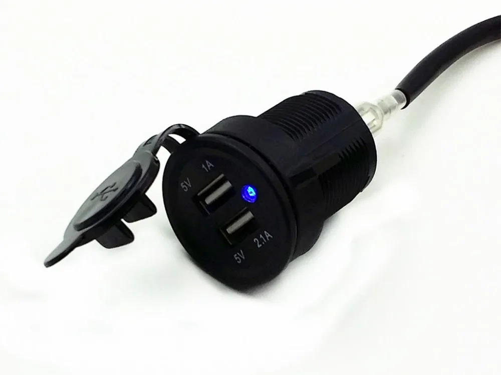 Moto Scooter Barca Auto Dual Usb Di Potere Del Caricatore Adattatore Per Harley Honda Kawasaki Suzuki Yamaha Telefono Mp3 Mp4 Ipad Gps Nuovo