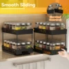 WORTHBUY 2 Tier Seasoning Bottle Sliding Storage Rack Cabinet Multipurpose Drawer Organizer Shelf Plastic Kitchenware Spice Rack 2