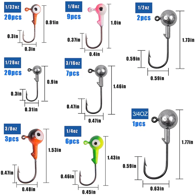 Gefischtter Fishing Jig Heads Hooks Lead Head Spinner Blade Crappie Lures  Round Ball Head Walleye Jigs Metal Jig Head Fishing Lures for Bass Grouper