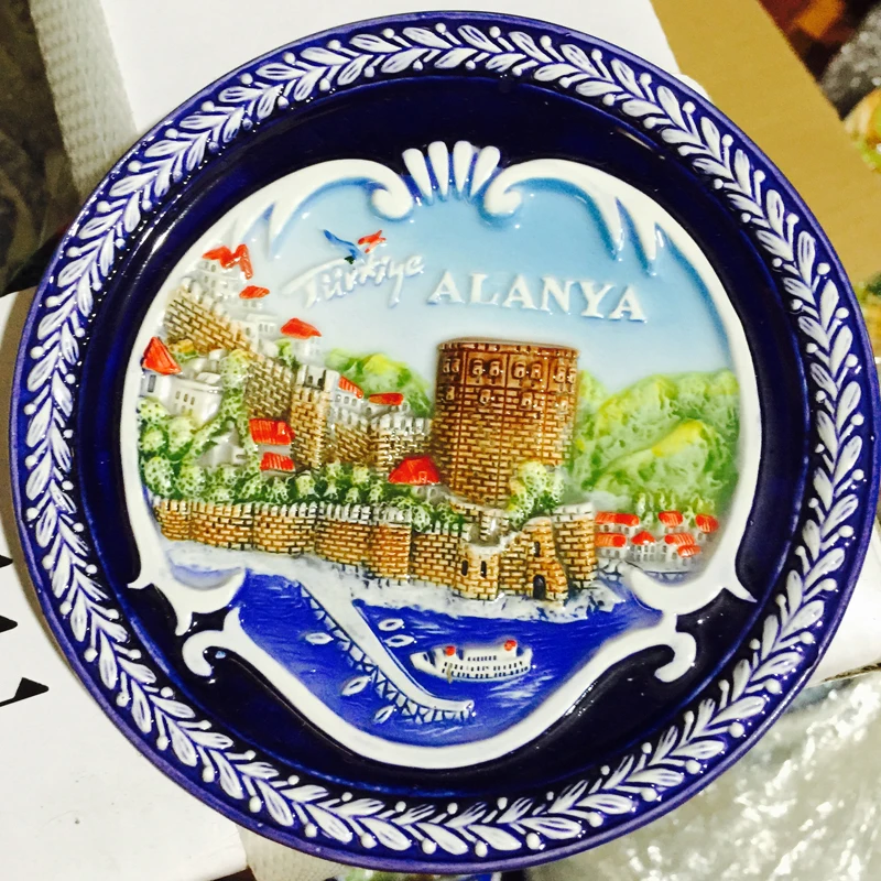 12CM European American TV Restaurant Background Wall Decoration Ceramic Plate Mediterranean Home Decor Tourist Souvenir Sunchamo 5