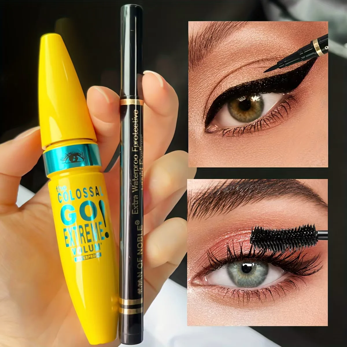 2-in-1 Makeup Set Durable Waterproof and sweat-proof Voluminous Curling Eyeliner Mascara set
