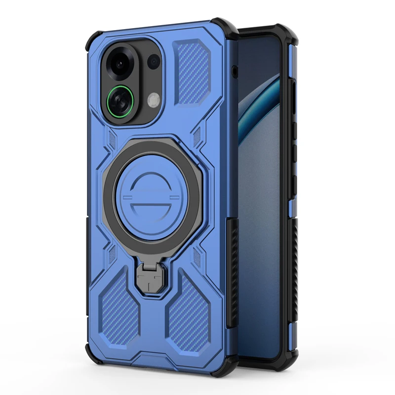 Shockproof Rugged Armor Case with Rotatable Metal Magnetic Ring Stand - Anti-Drop Cover